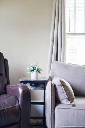Upstairs living room couch, chairs, end tables