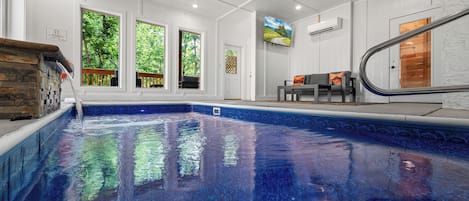 Private indoor heated pool - with seating area & TV