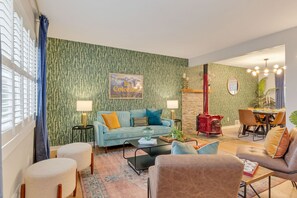 Foyer living room with eclectic interior