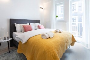 Our bright and cozy bedroom.