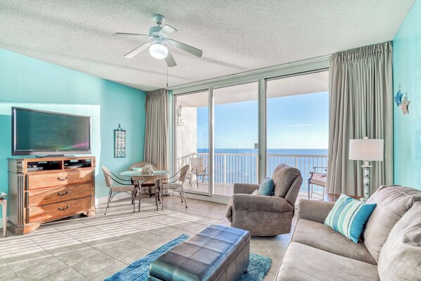 Gulf front living room.