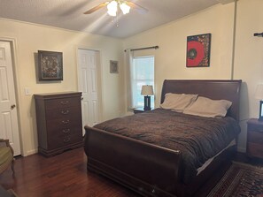 Master bedroom with queen bed