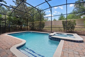 Private screen-enclosed pool with no rear neighbor
