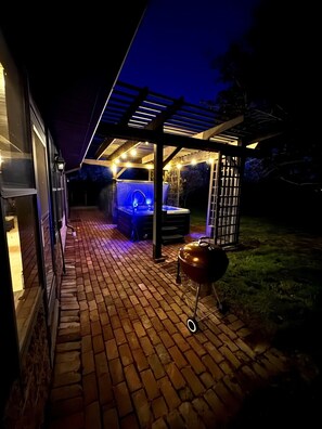 Nighttime hot tub