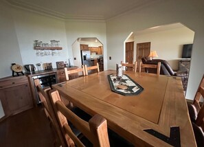 Huge table seats 8 and is ideal for group meals or games. 