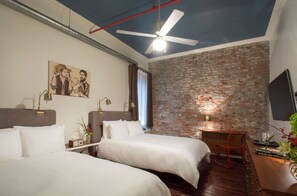 Rustic elegance meets modern flair amidst exposed brick walls