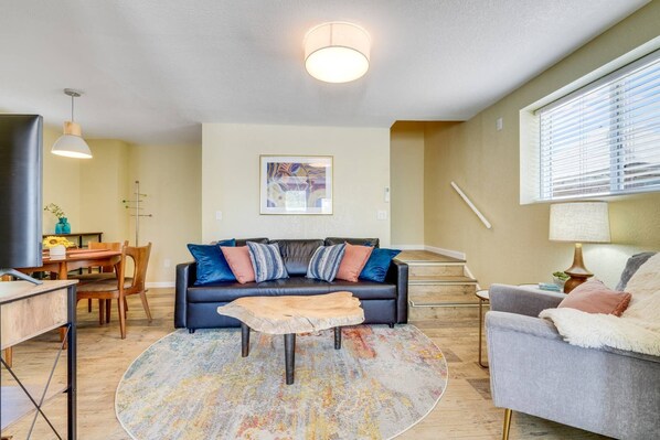 Living Room Has Convenient Queen Size Sleeper Sofa