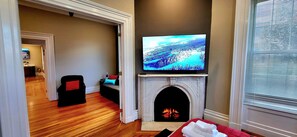 The one bedroom has a fireplace and 65" Smart TV