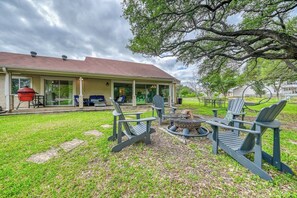 backyard with firepit