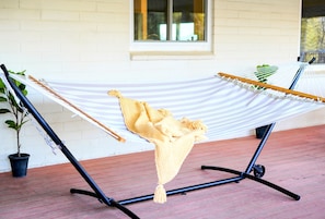 Relax on the porch hammock