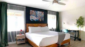 Master Bedroom with King Size Bed, Work Table, Smart TV, Private Bathroom Shower