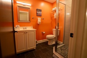Experience comfort and convenience in our well-appointed bathroom