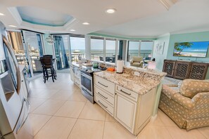 Large Open Kitchen and Living Room Areas with Views of the Ocean