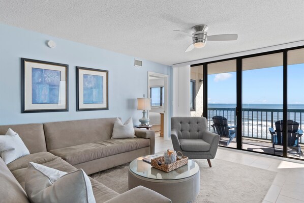 Direct Oceanfront Views from Large Living Room Area