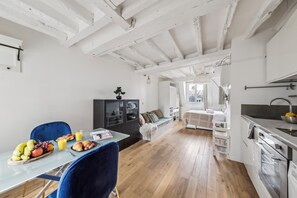 The open-plan living, kitchen and dining area