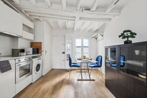 The open-plan living, kitchen and dining area
