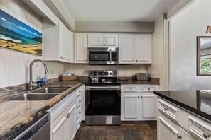 Clean fully equipped kitchen ready for a home cooked meal