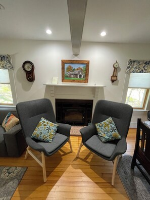 Fireplace with wood burning stove insert