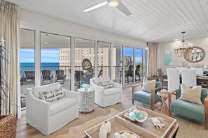Open Concept Living and Dining Room with Expansive Views of the Gulf