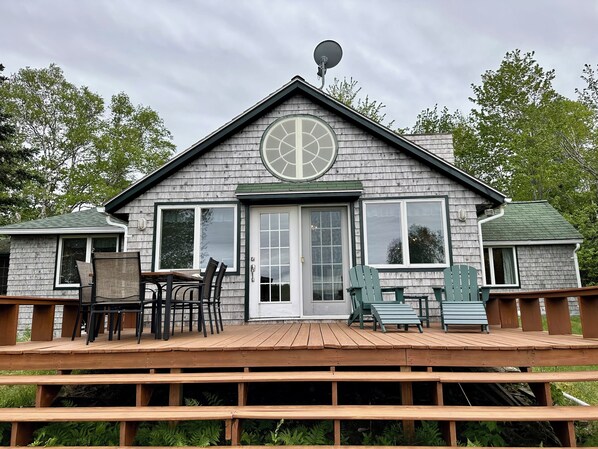 The back deck overlooks Pigeon Hill Bay.  Watch the lobster boats come and go.