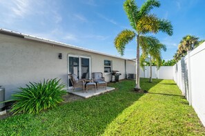 Private backyard (sliding doors lead into Bedroom 2).
Gas grill.