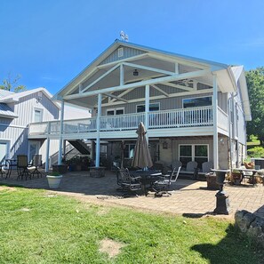 Bluebird guest house on 2nd level with deck only.  We live on premise.