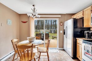 Kitchen with backyard view