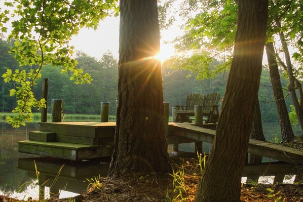 Settle in by the dock for more birdwatching or to catch the sunset