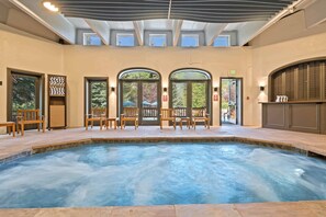 Unwind in the large indoor hot tub, the perfect spot to relax and rejuvenate.
