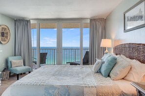 Walk out to the balcony during your stay at the beach.