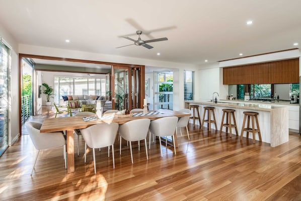 Theres room for everyone to gather around this 8 seater dining table