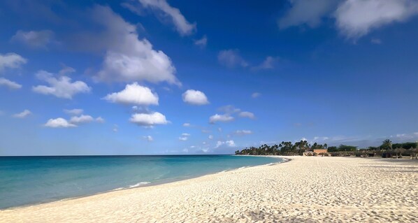 Amazing Eagle beach in front of Divi entrance