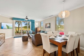 Relax and unwind in our spacious living room, perfect for gathering with family and friends.