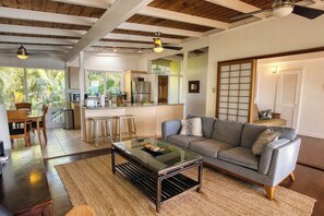 Experience the living room aesthetics, where ocean views paint the backdrop and nature provides the soundtrack.