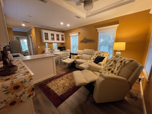 3 recliners in the living area…great for movie night. Just add popcorn! 