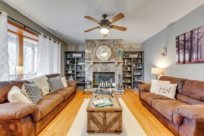 Living Room | Fireplace | Main Level | 1 Step Required to Access