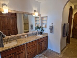 Master bathroom double sinks
