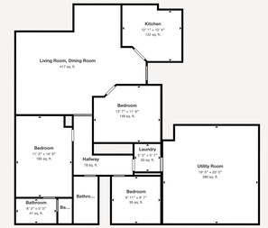Check out the floor plan for the house! (Dimensions and square footage are approximations.)