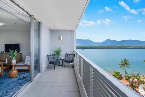 Perfect for morning coffee or a romantic evening with a glass of wine, this space is a highlight of the apartment.