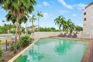 The complex highlights two glorious swimming pools where you can take a refreshing dip or simply bask in the sun on the loungers. 