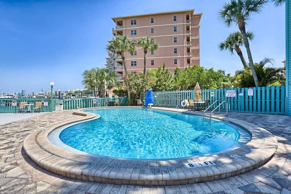 Take a dip in the shared communal pool, and yes—it’s heated for year-round enjoyment!