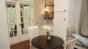 Enjoy a meal at the small dining table.