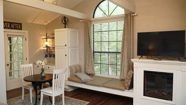 This open-concept cabin has everything you need to relax and unwind.