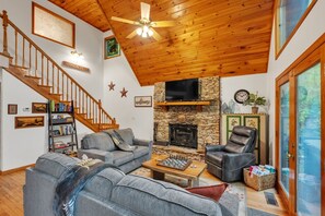 Indoors, Furniture, Living Room, Ceiling Fan, Hardwood