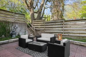 Another view of the stylish outdoor seating area.