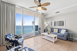 Gulf Front Living Area with Sleeper Sofa