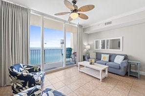 Gulf Front Living Area with Sleeper Sofa