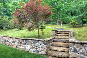 Beautifully Landscaped Yard w/ Original Rock Wall