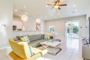 Living Room | Central A/C | Single-Story Home