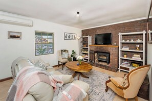 Lounge area with wood heater